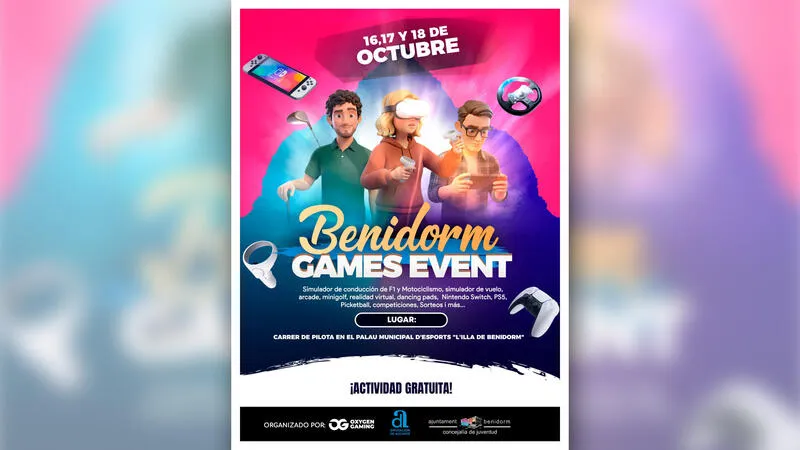 Benidorm celebra el 'Benidorm Games Event' con videojuegos y deporte del 16 al 18 de octubre