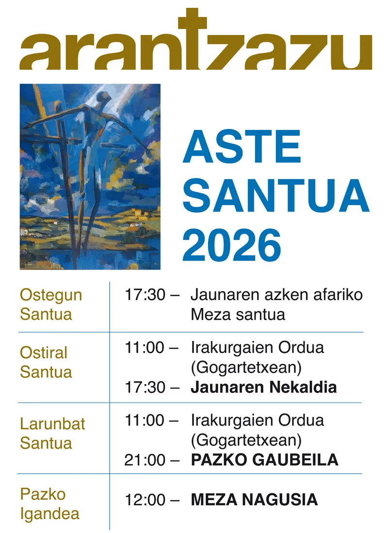 Arantzazu publica el horario de Semana Santa 2026 y estrena ascensor a la basílica