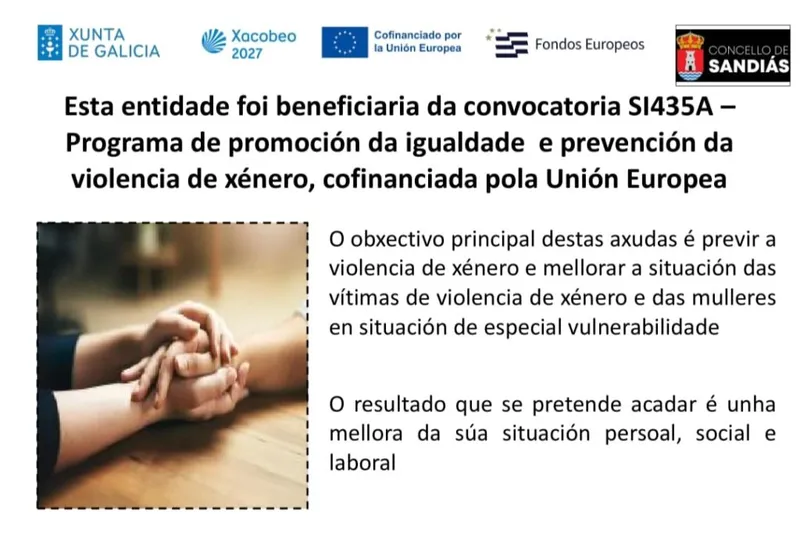 Sandiás recibe financiación europea para programas de igualdad y prevención de violencia de género