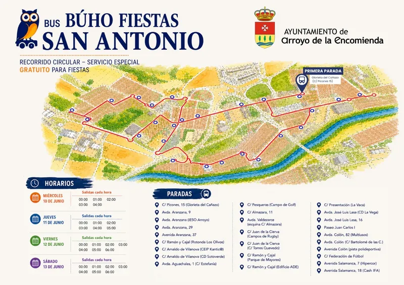 Arroyo de la Encomienda activa el servicio 'Búho Fiestas' gratuito para San Antonio