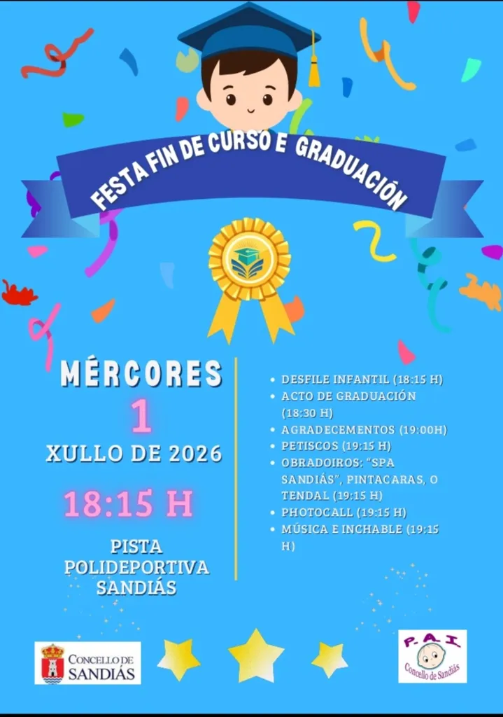 Sandiás celebra el fin de curso con fiesta y graduación infantil