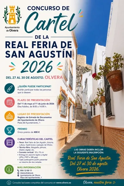 Olvera abre el plazo para el concurso de carteles de la Real Feria de San Agustín 2026