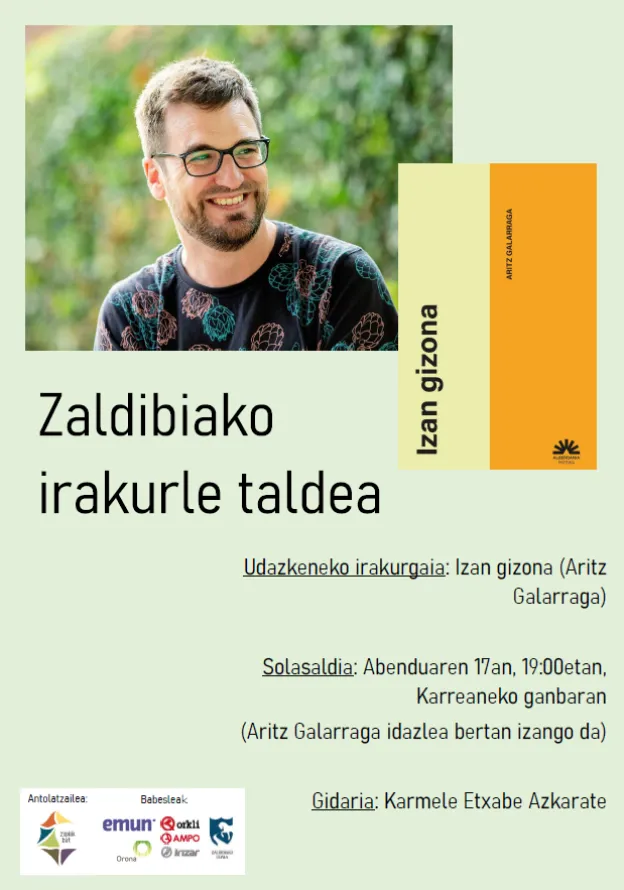 Zaldibia acoge un encuentro literario con el autor Aritz Galarraga
