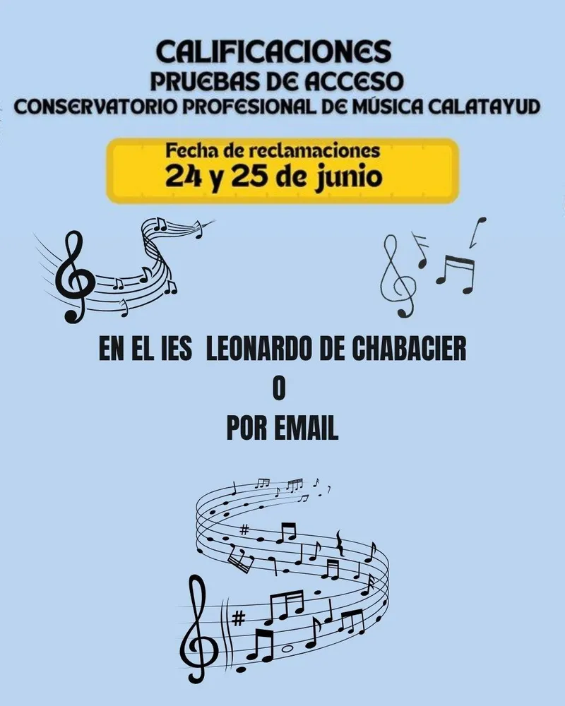 Calatayud publica las notas de acceso al Conservatorio de Música y abre plazo de reclamaciones