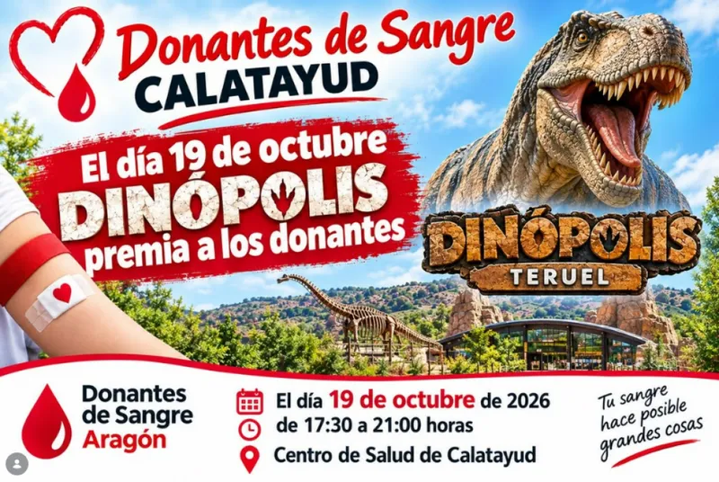 Donar sangre en Calatayud tiene premio: invitaciones a Dinópolis