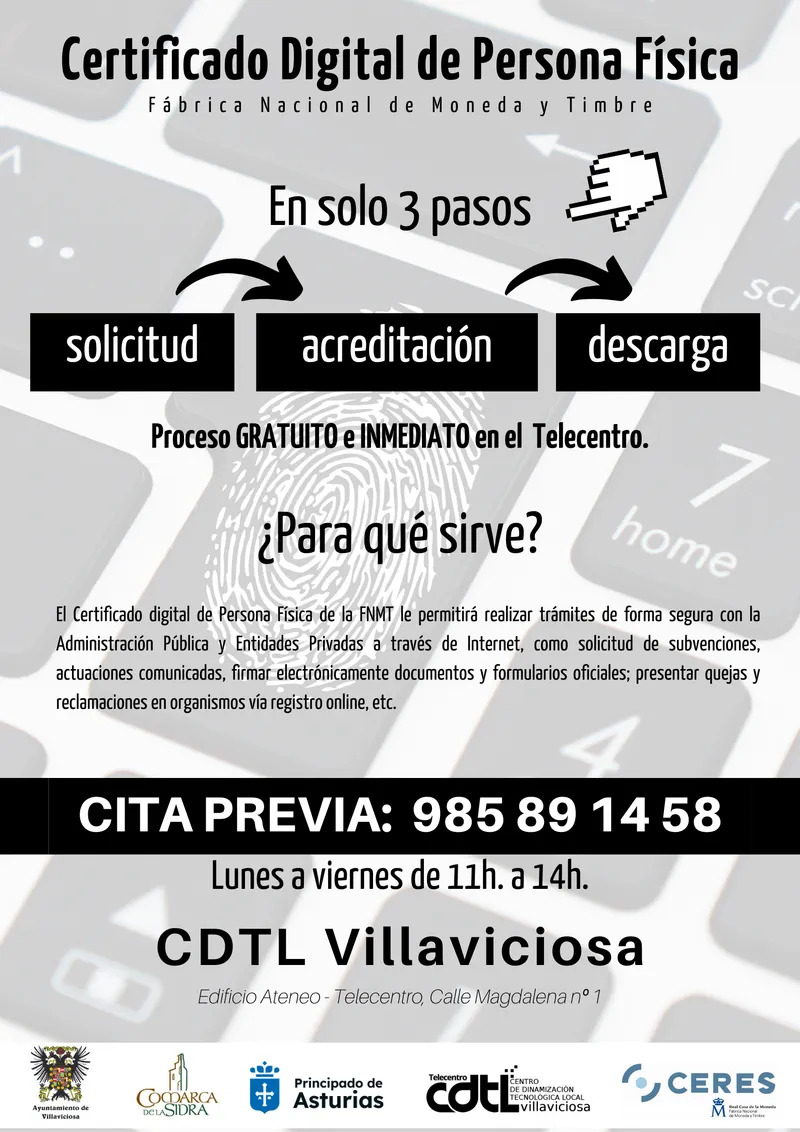 Villaviciosa facilita la obtención de certificados digitales en su Telecentro Municipal