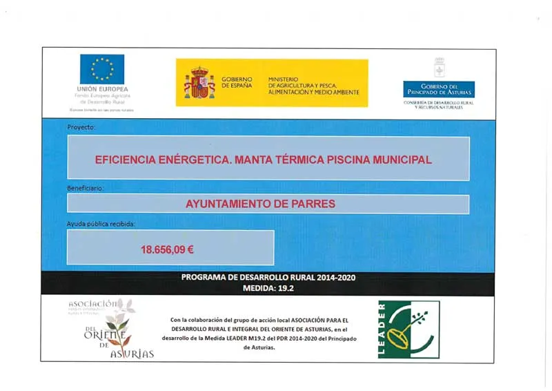 Parres invierte en eficiencia energética con una manta térmica para la piscina municipal