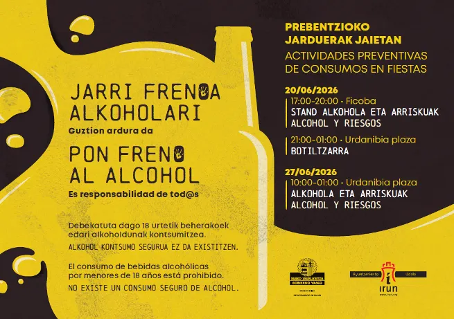 Irun lanza campañas de prevención para un consumo responsable en las fiestas de San Marcial