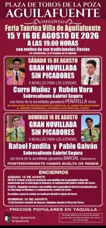 Águilafuente anuncia el cartel taurino de las Fiestas de la Virgen de la Asunción 2026