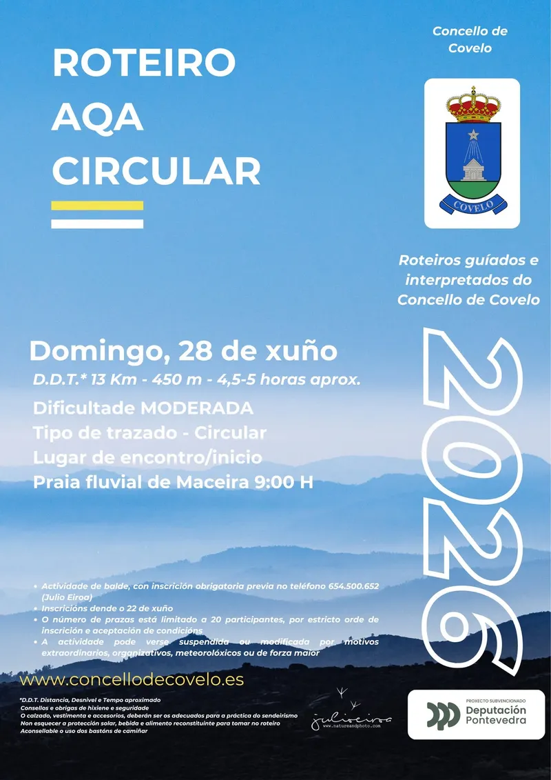 Covelo organiza una ruta de senderismo gratuita el 28 de junio