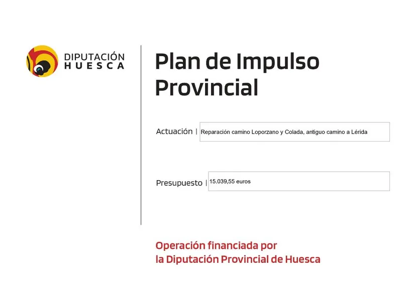 La Diputación Provincial de Huesca financia una obra en Tierz a través del Plan Impulso Provincial