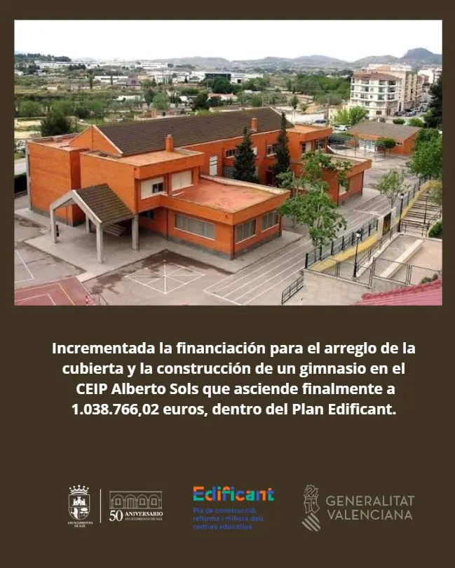 Sax destina más de un millón de euros a la mejora del CEIP Alberto Sols