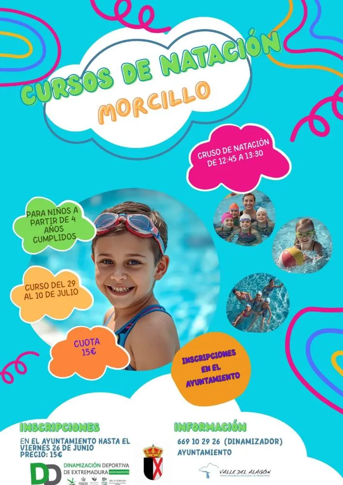 Morcillo abre inscripciones para su curso de natación infantil