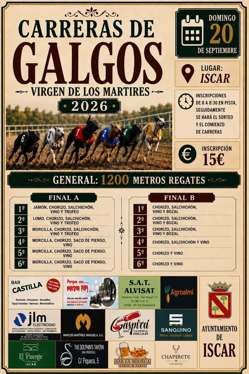 Íscar celebra la tradicional carrera de galgos previa a San Miguel