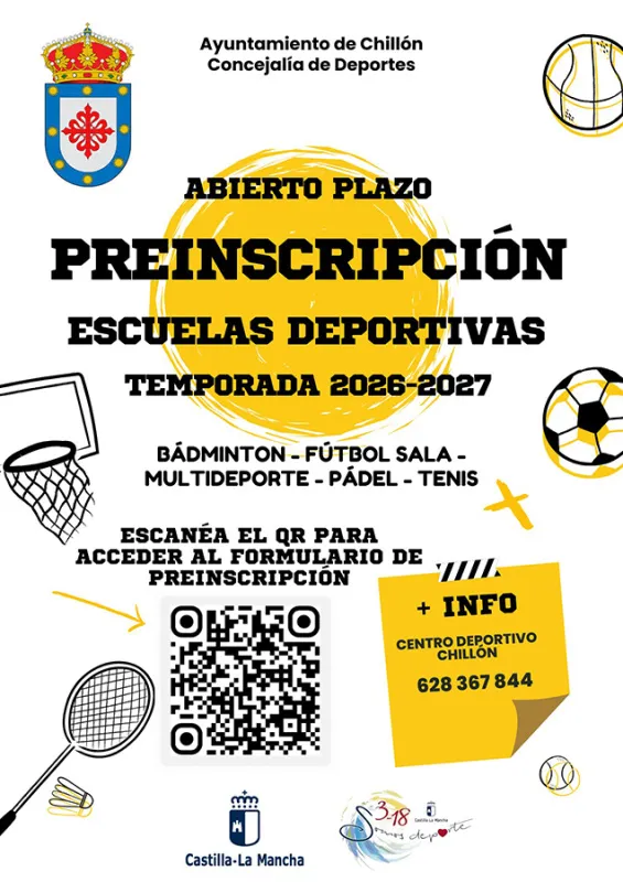Chillón abre preinscripción para las escuelas deportivas 2026/2027