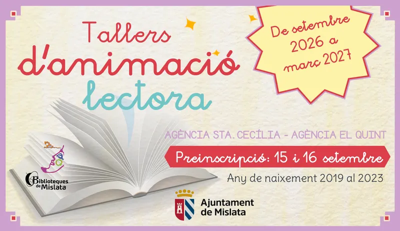 Mislata abre preinscripción para talleres de animación lectora 2026-2027