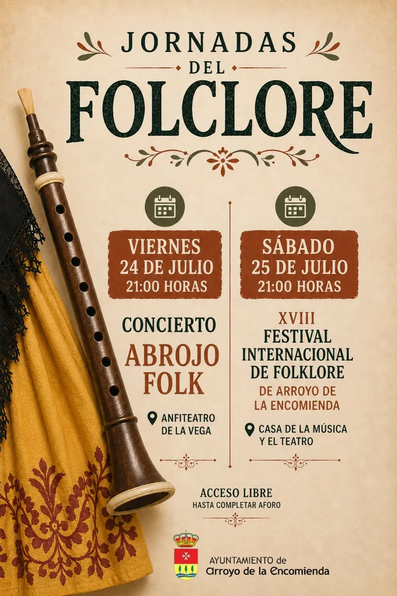 Arroyo de la Encomienda celebra sus Jornadas del Folclore con Abrojo Folk y festival internacional