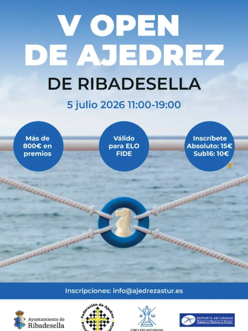 Ribadesella celebra el V Open de Ajedrez en la calle este domingo