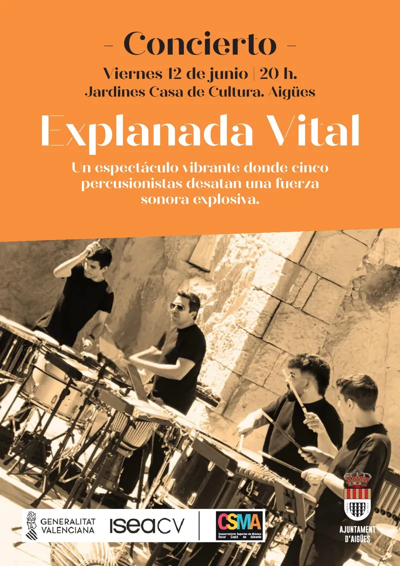 Concierto de percusión 'Explanada Vital' en Aigües este sábado