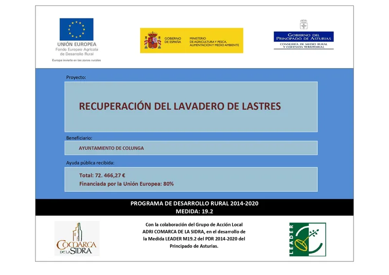 Colunga recupera el lavadero de Llastres con fondos europeos de pesca