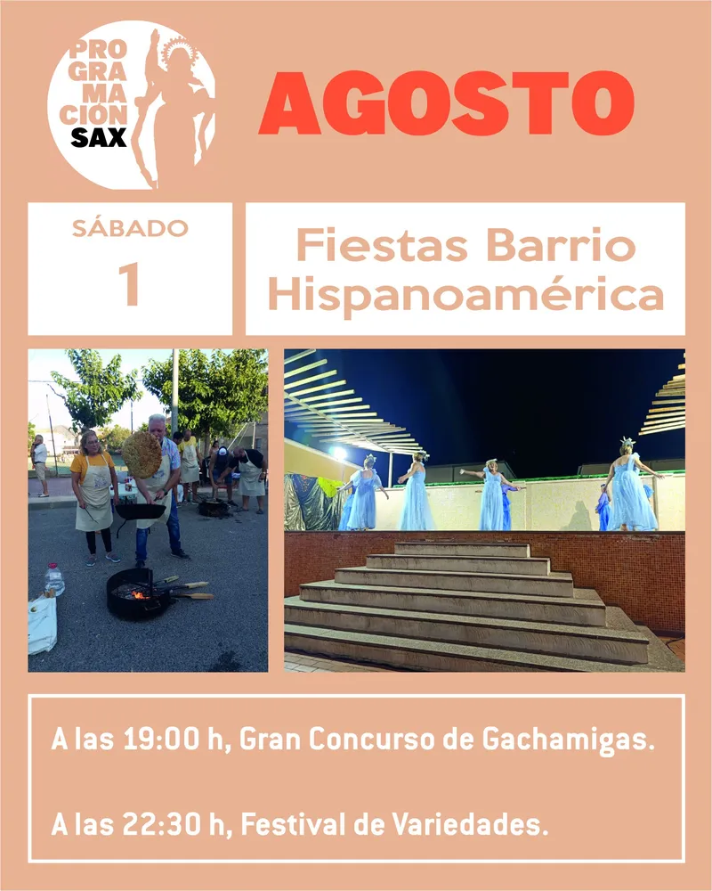 Sax celebra las Fiestas del Barrio Hispanoamérica con gachamigas y festival de variedades