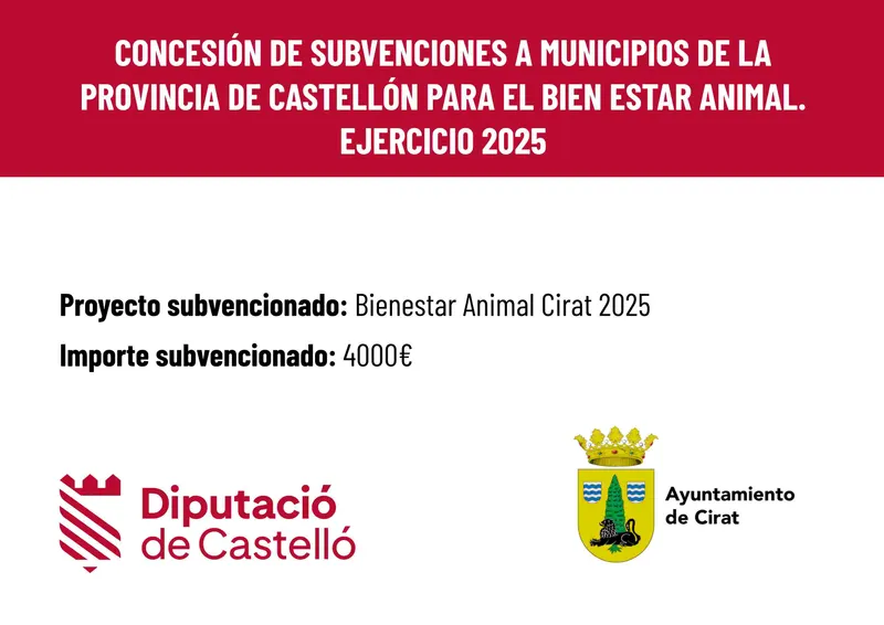 Cirat recibe 4.000 euros para el bienestar animal y control de colonias felinas