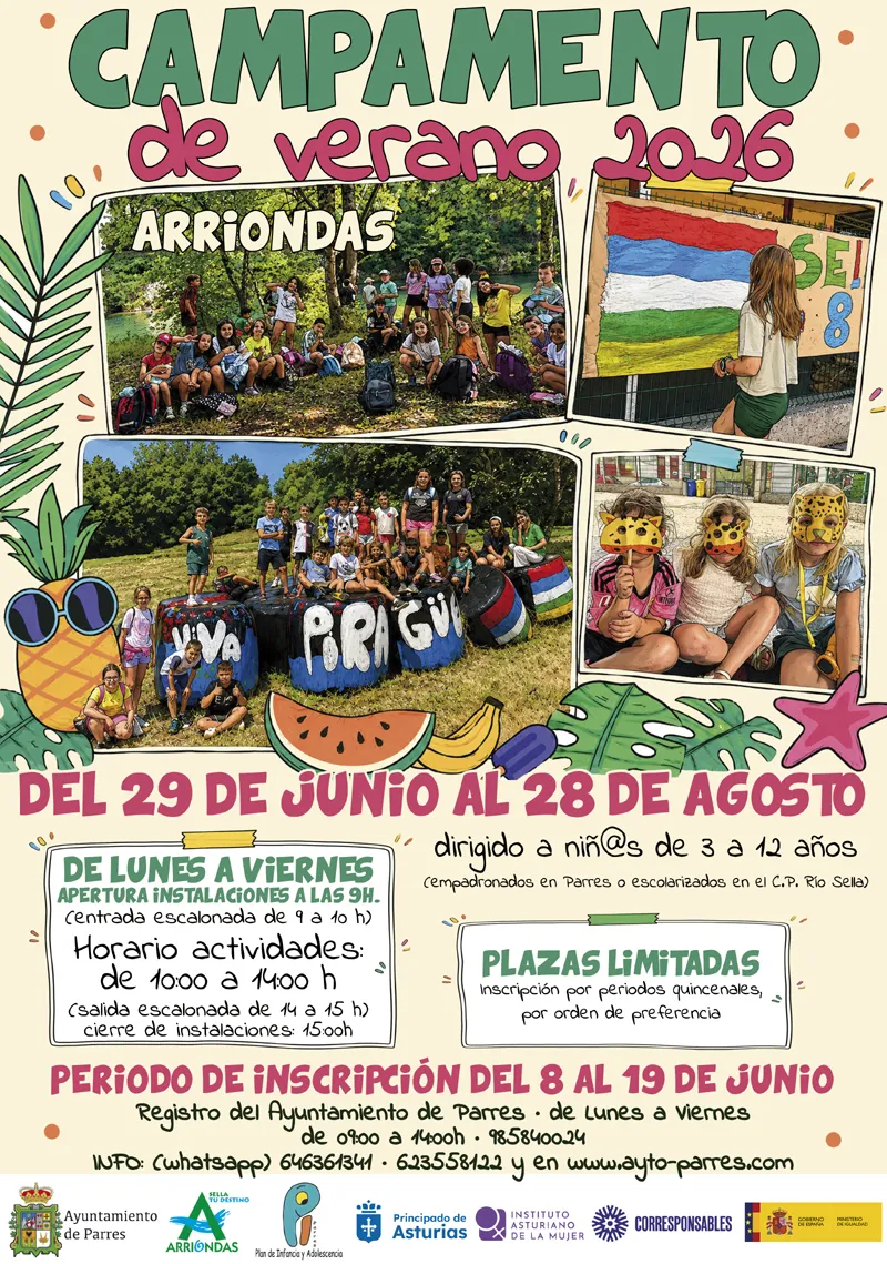 Parres abre el plazo para inscribirse en los campamentos de verano 2026