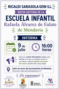 Convocatoria de reunión para familias de la Escuela Infantil Rafaela Álvarez de Eulate en Mendavia