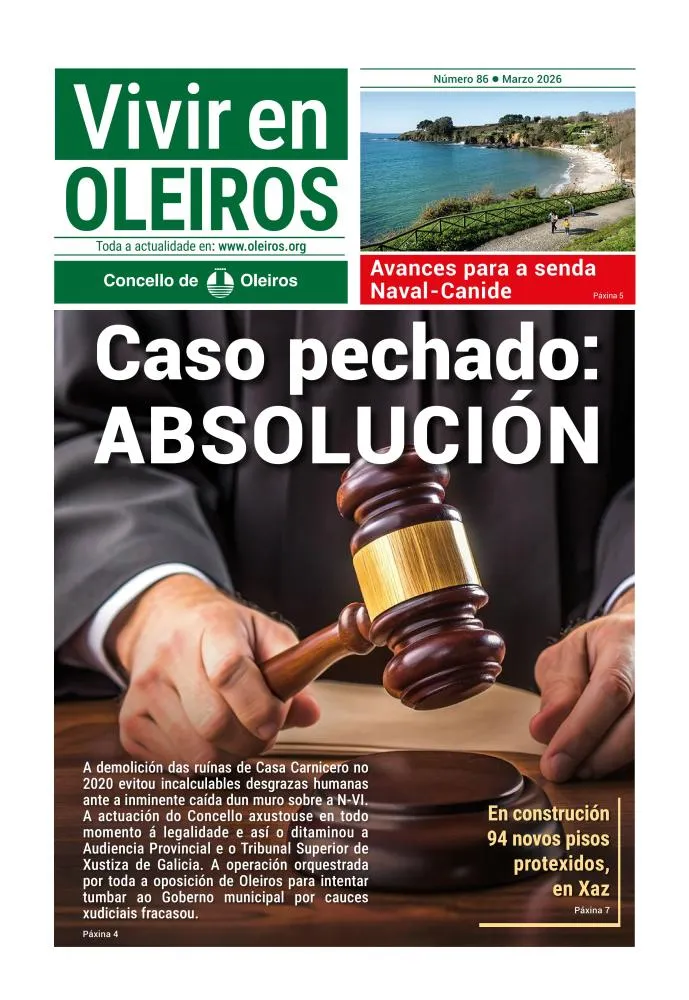 Oleiros: Absolución judicial, senda Naval-Canide y 94 viviendas protegidas en Xaz