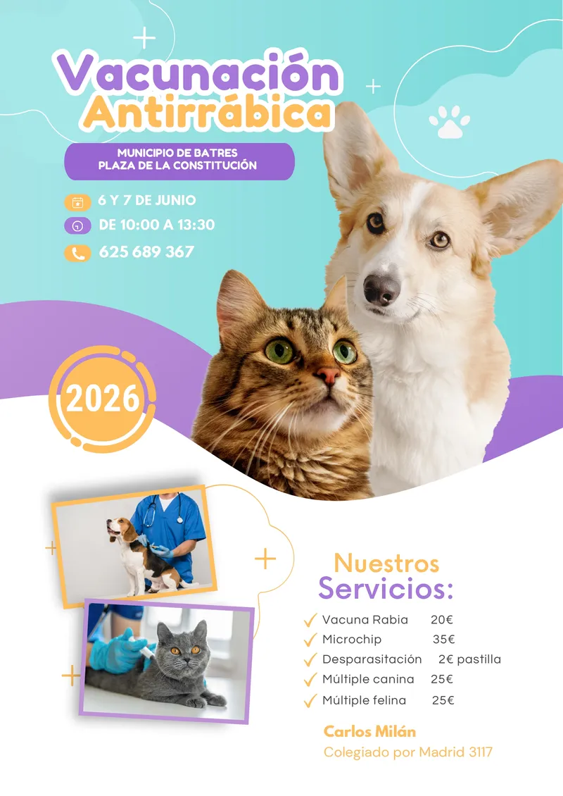 Batres organiza la campaña de vacunación antirrábica para perros y gatos en junio