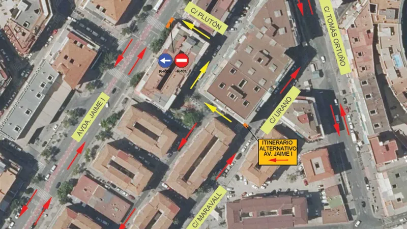 Benidorm modifica el sentido de la calle Plutón para mejorar la circulación durante las obras de Jaime I