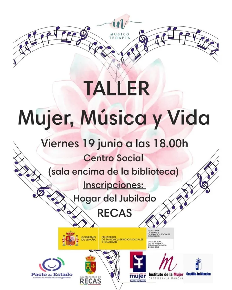 Recas acoge un taller sobre Mujer, Música y Vida el 19 de junio