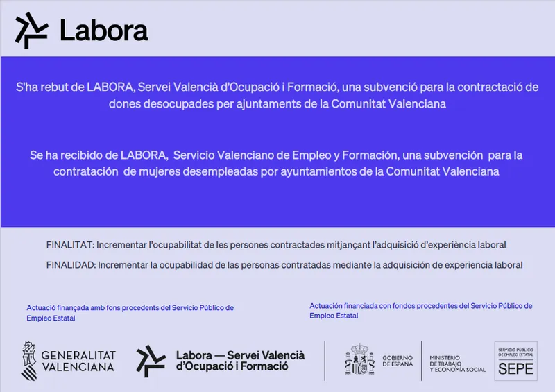 Jérica contrata a una mujer desempleada gracias a una subvención de LABORA