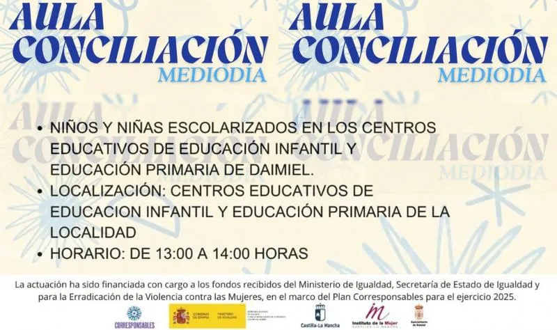 Daimiel impulsa la conciliación familiar con aulas matinales y de mediodía para casi 300 escolares
