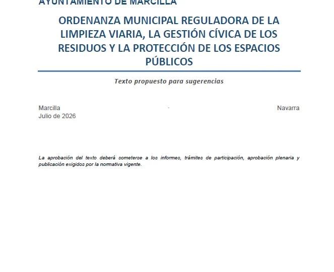 Marcilla abre consulta pública para su nueva ordenanza de limpieza y residuos