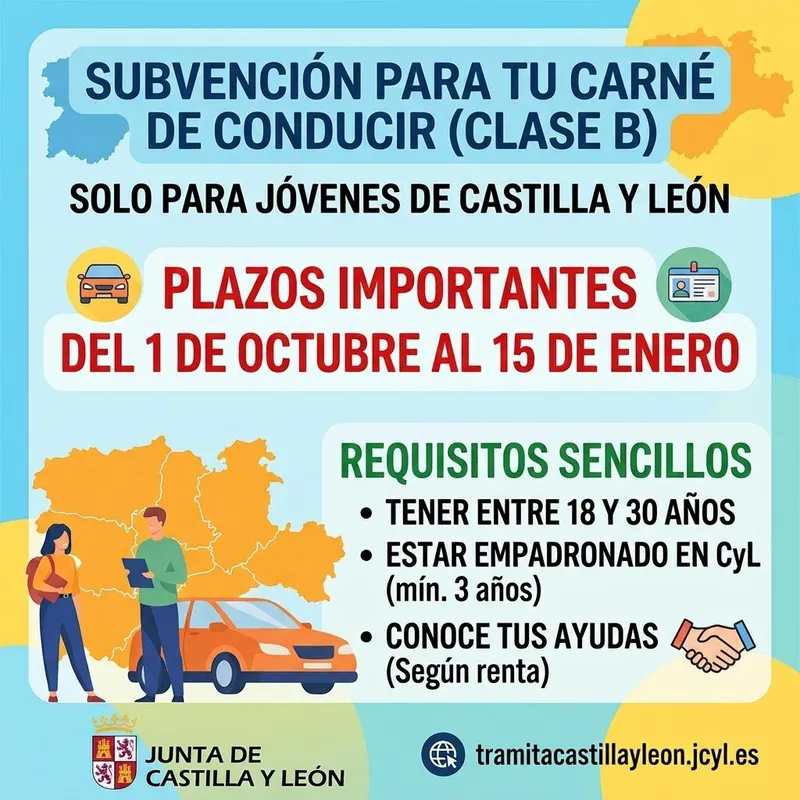 Ayudas de la Junta para el carnet de conducir joven en Castilla y León: plazo hasta enero