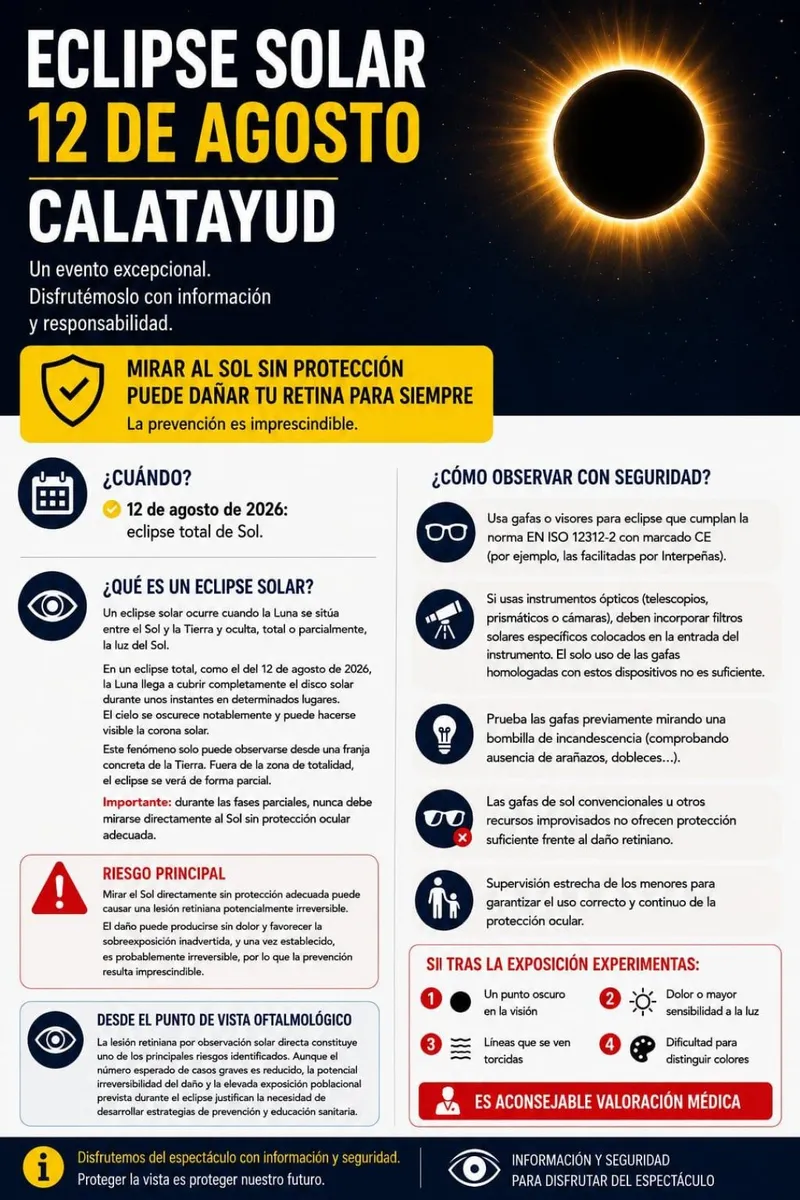 Calatayud advierte sobre los riesgos de mirar el eclipse sin protección ocular