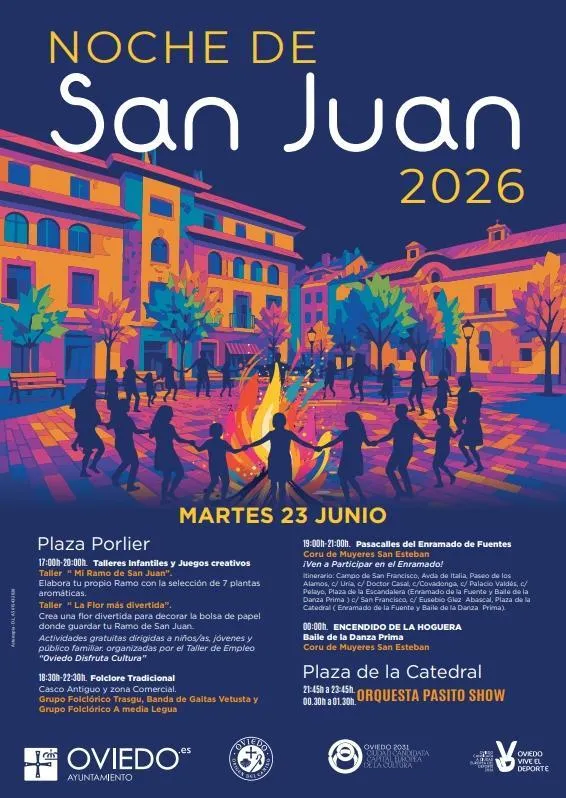 Oviedo celebra la Noche de San Juan con talleres, folclore y hoguera