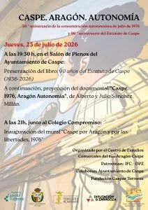 Caspe celebra el 50º aniversario de la autonomía aragonesa con actos conmemorativos
