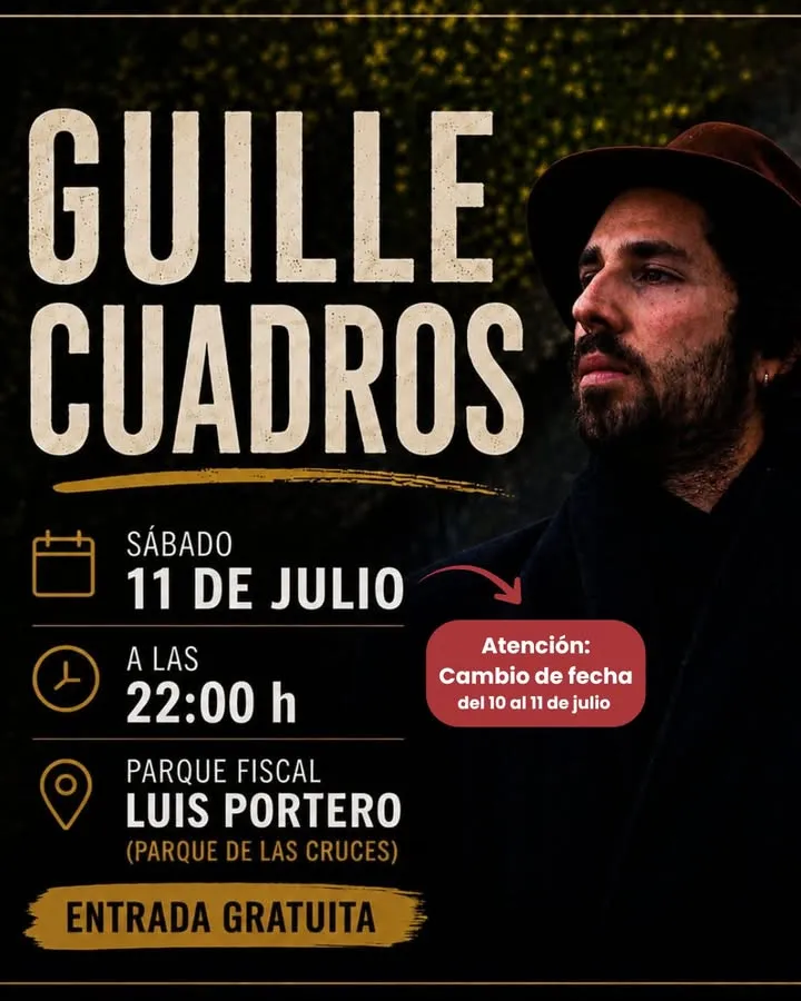 Ogíjares reprograma el concierto de Guille Cuadros al 11 de julio