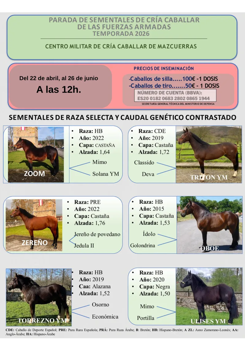 Villaviciosa acoge la parada de sementales de cría caballar de las Fuerzas Armadas