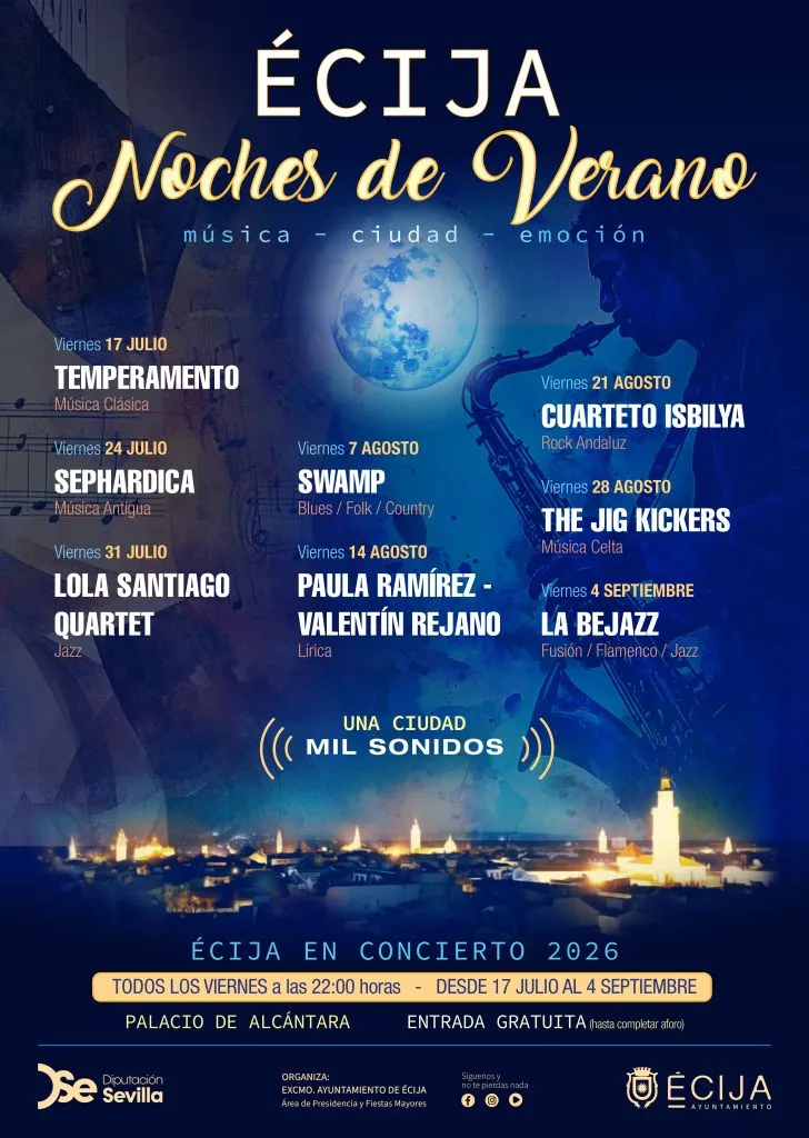 Écija celebra el verano con 'Noches de Verano. Écija en Concierto 2026'