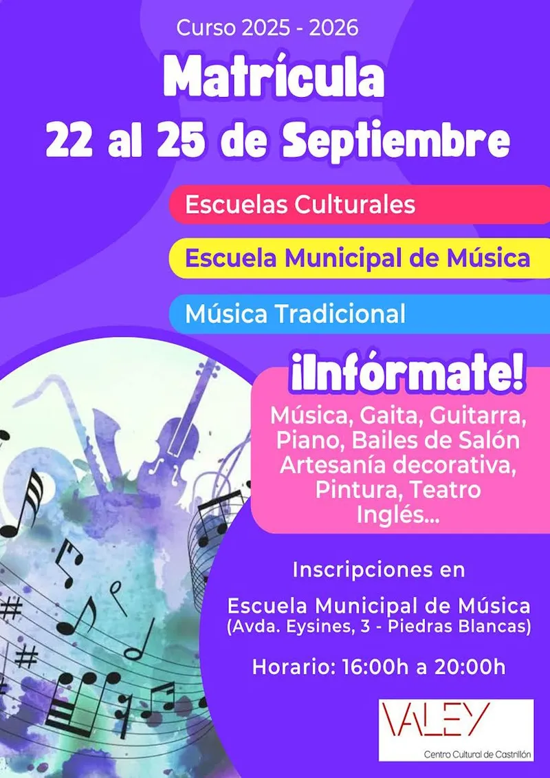 Castrillón lanza el programa 'Escuelas Culturales y de Música' para 2025-26