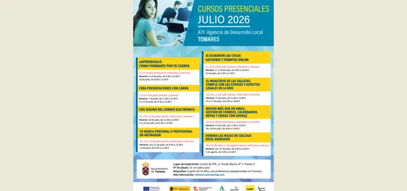 Tomares ofrece 8 cursos gratuitos de competencias digitales en julio