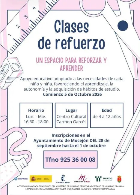 Mocejón lanza clases de refuerzo educativo gratuitas para niños de 4 a 12 años