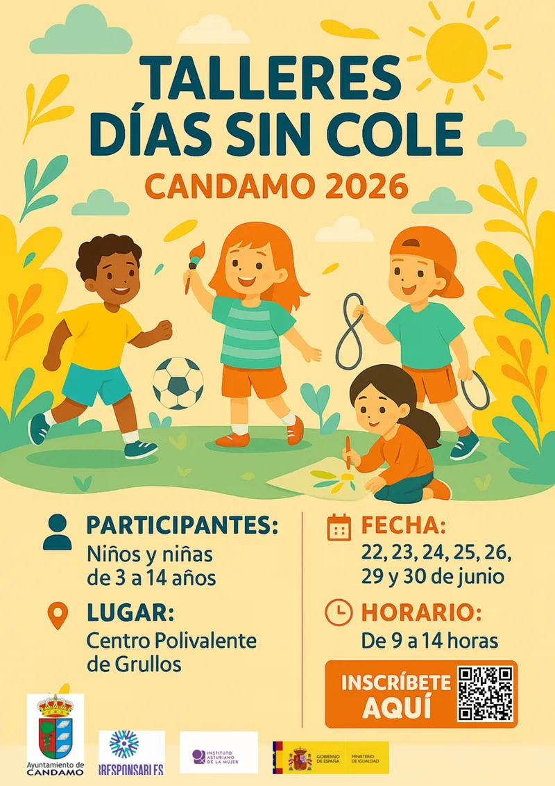 Candamo organiza talleres de verano para niños y jóvenes en Grullos