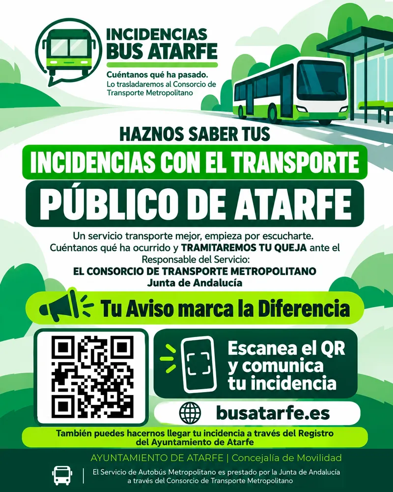 Atarfe habilita canal directo para comunicar incidencias del autobús municipal