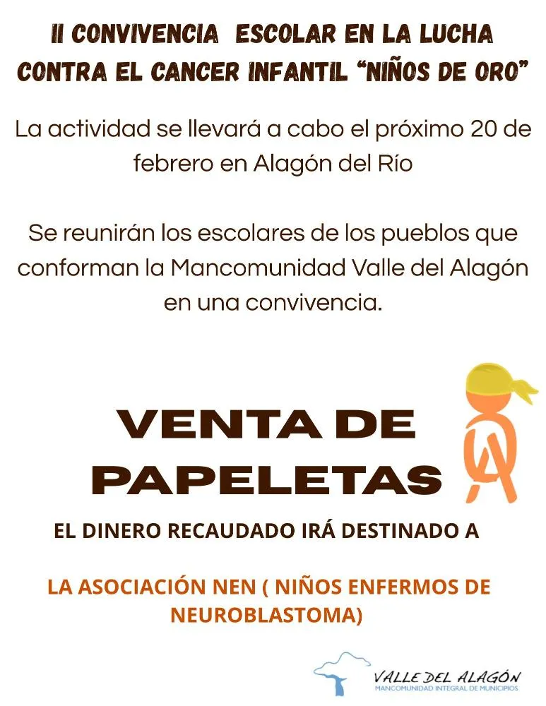 Alagón del Río acoge la II Convivencia Escolar contra el Cáncer Infantil 'Niños de Oro'