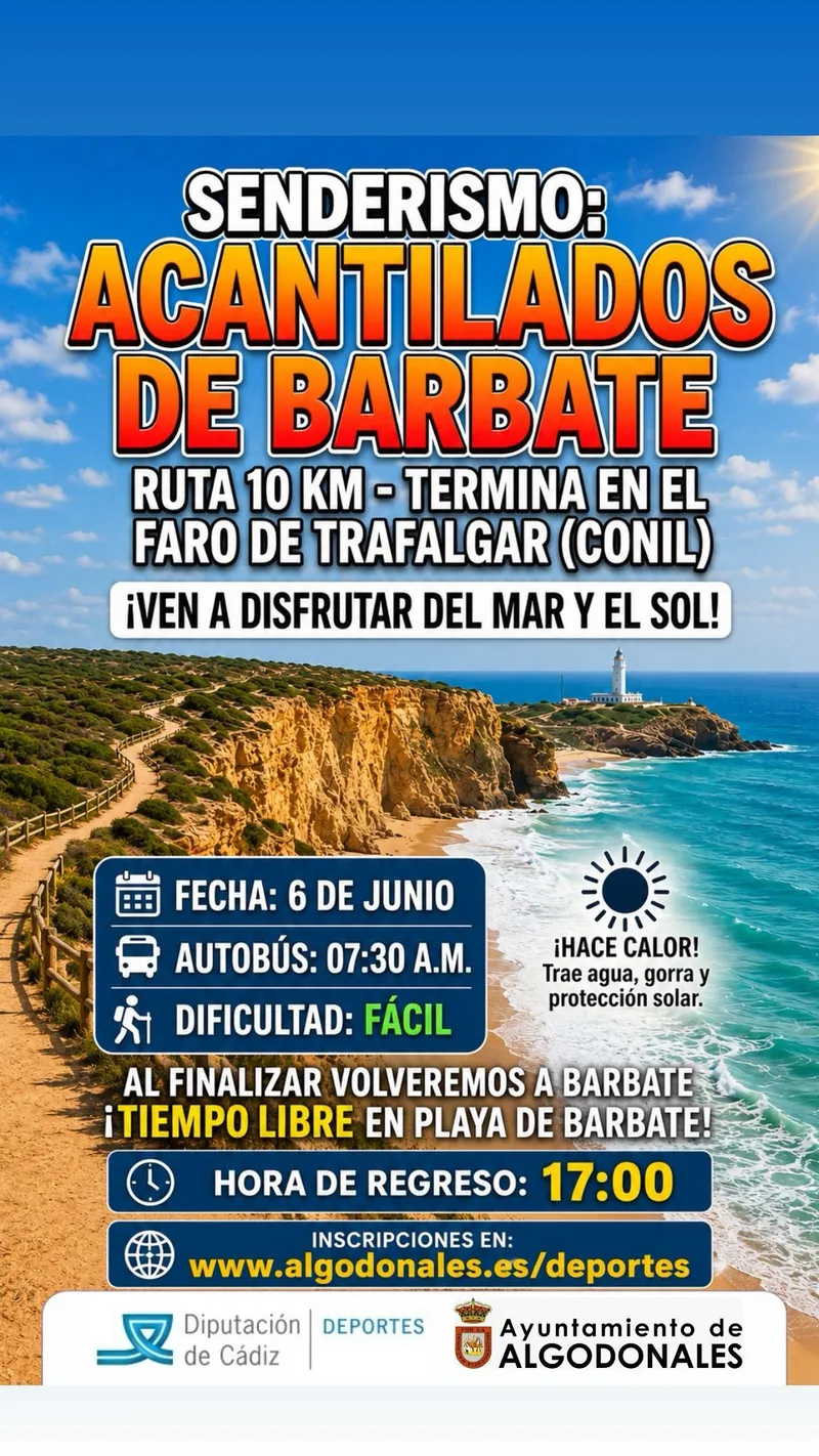 Ruta senderista por los acantilados de Barbate hasta el Faro de Trafalgar