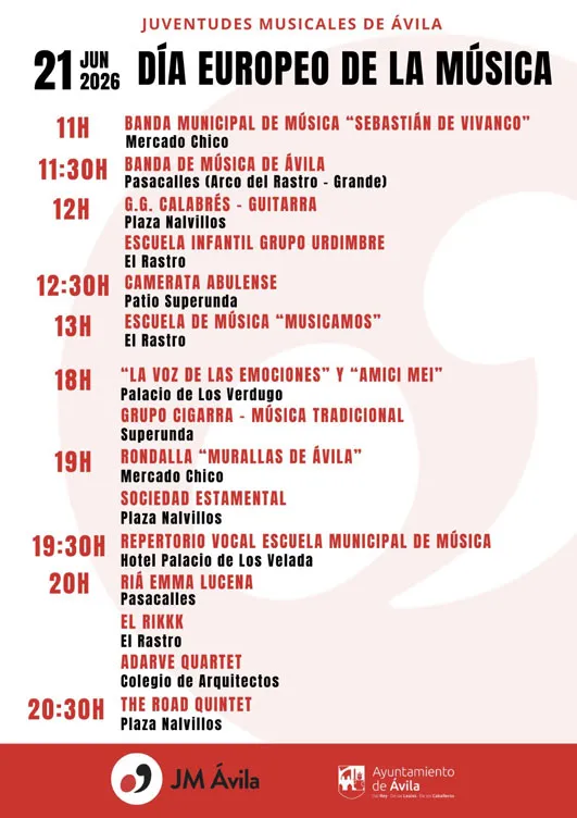 Ávila celebra el Día Europeo de la Música con 15 conciertos gratuitos en su casco histórico